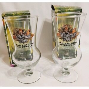 Set Of 2 Rainforest Cafe‎ San Antonio Riverwalk Hurricane Glasses 20oz